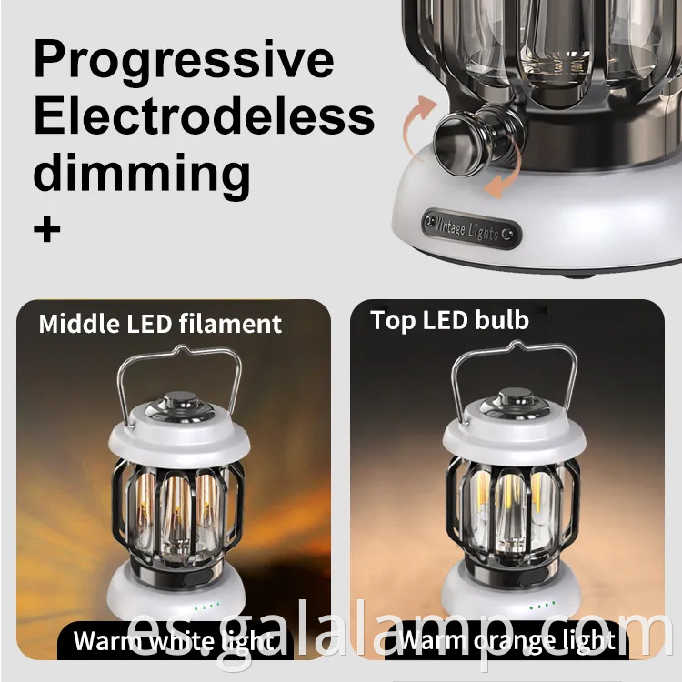 Linterna LED de inspiración vintage para acampar y seguridad al aire libre